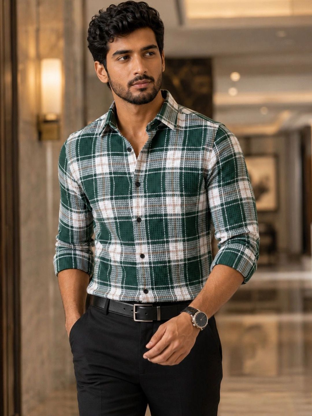 TUSHREE BOUTIQUE Men Classic Checked Casual Shirt-picture-30