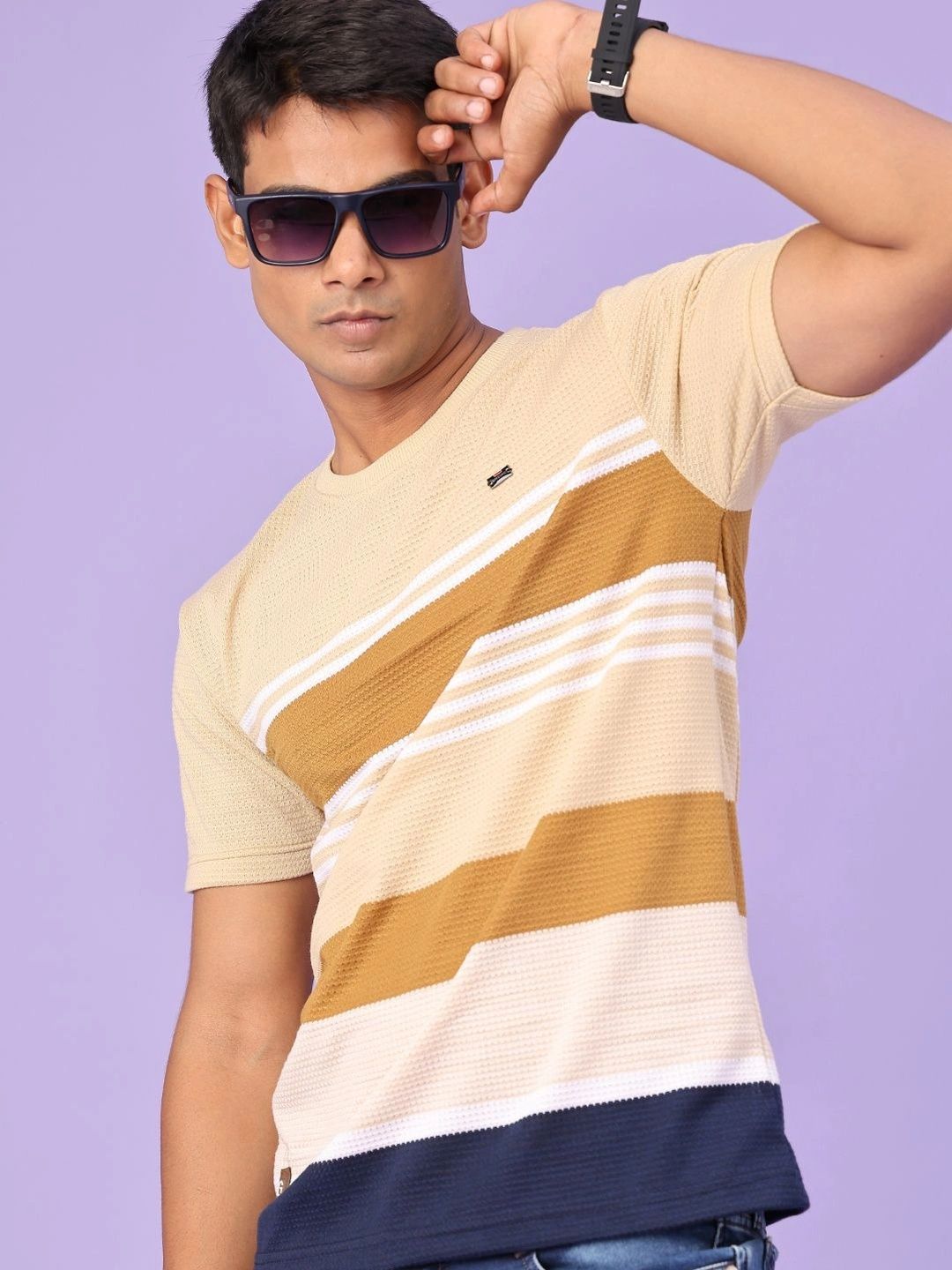 V-Mart Men Striped Slim Fit T-shirt-picture-38