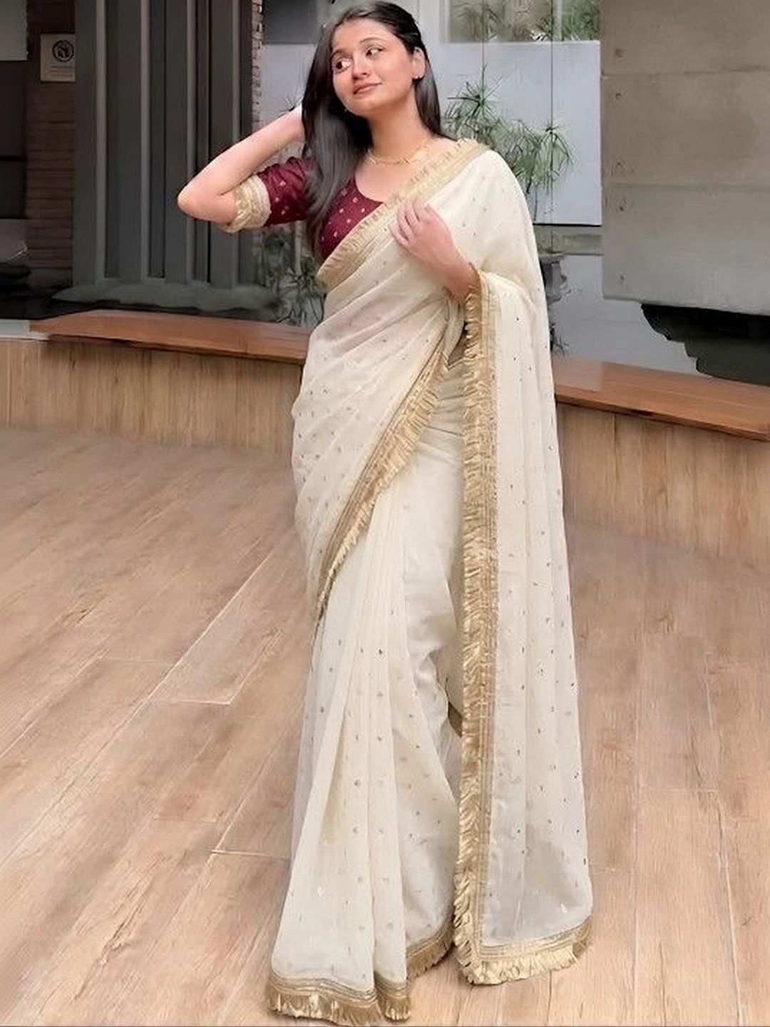 all about you Embroidered Organza Designer Saree-picture-25