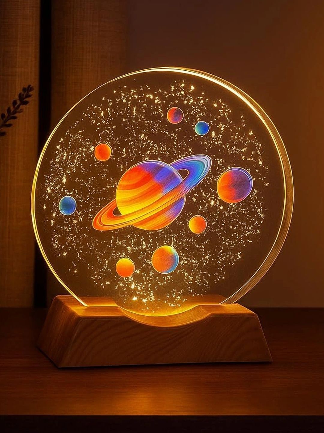 DWIZA ENTERPRISE Gold-Toned Printed Acrylic Semi-Sphere Table Lamp-picture-25