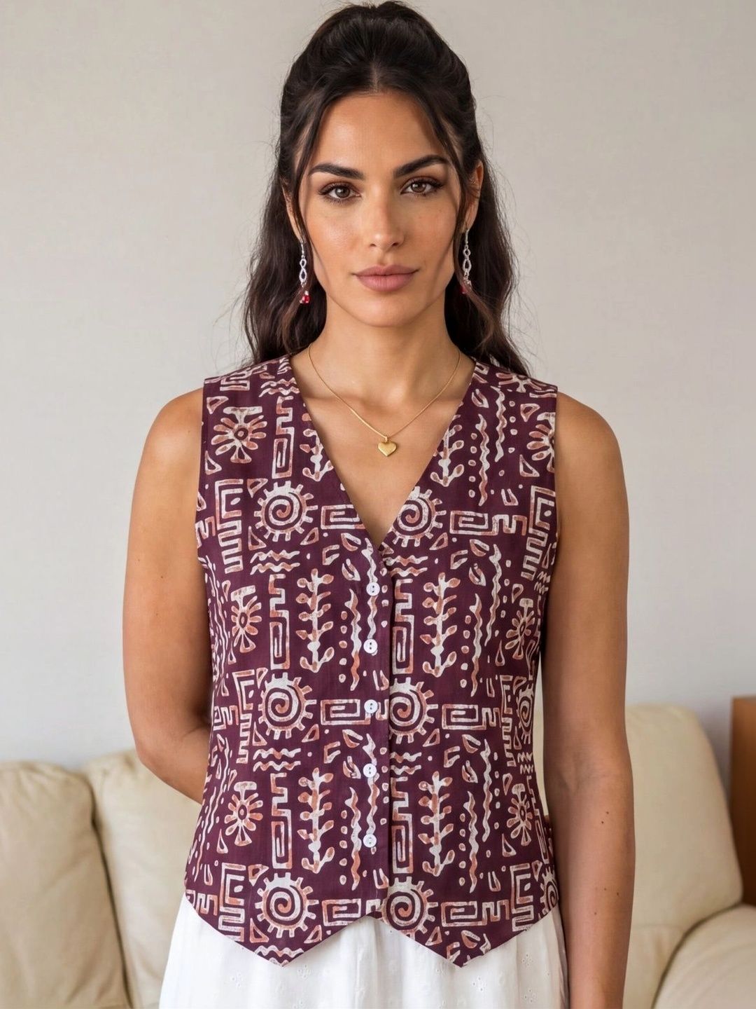 KALAMIR Women Print Ethnic Top-picture-0