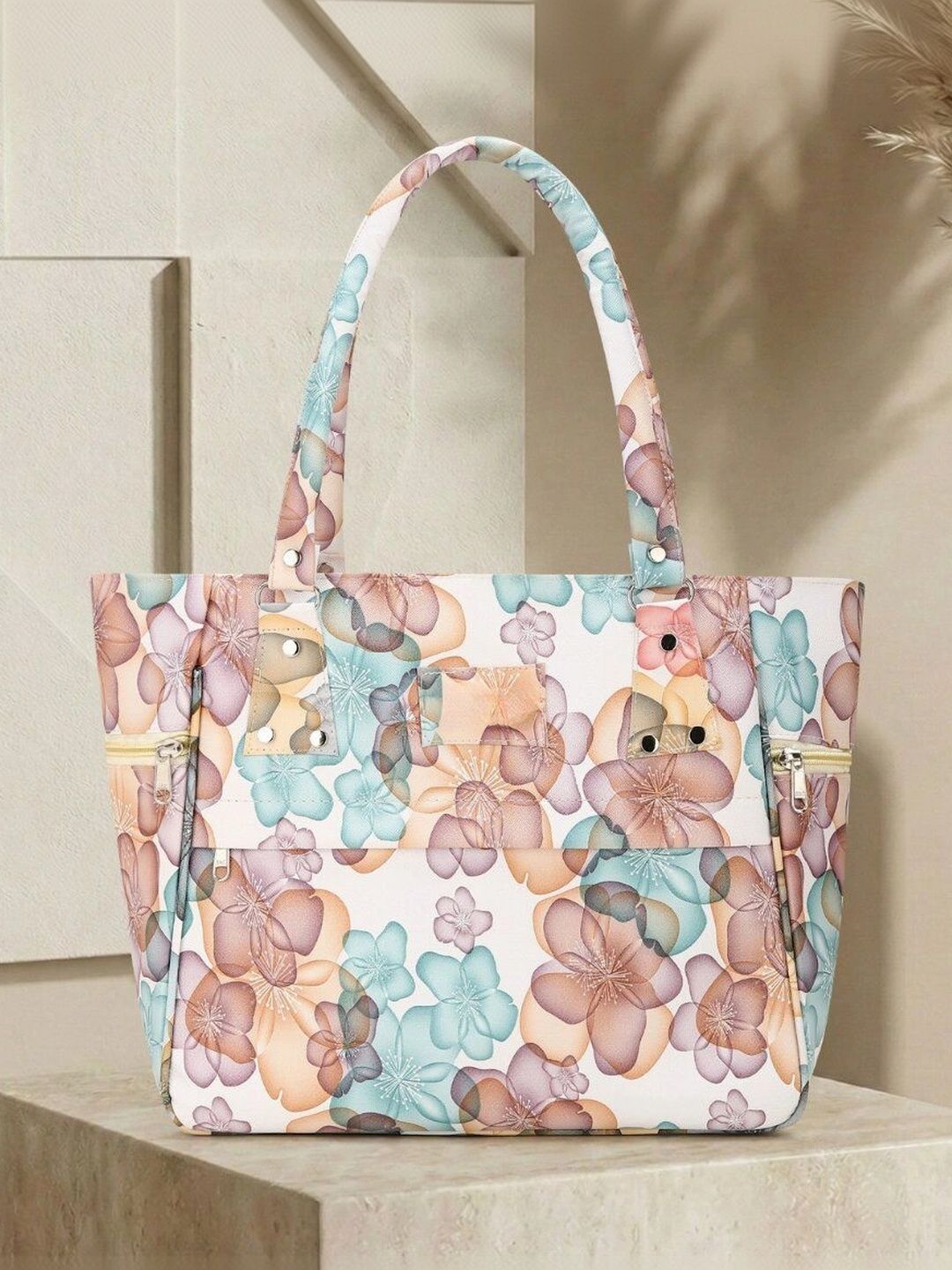 TURBOMAX Floral Printed PU Shopper Tote Bag-image-20