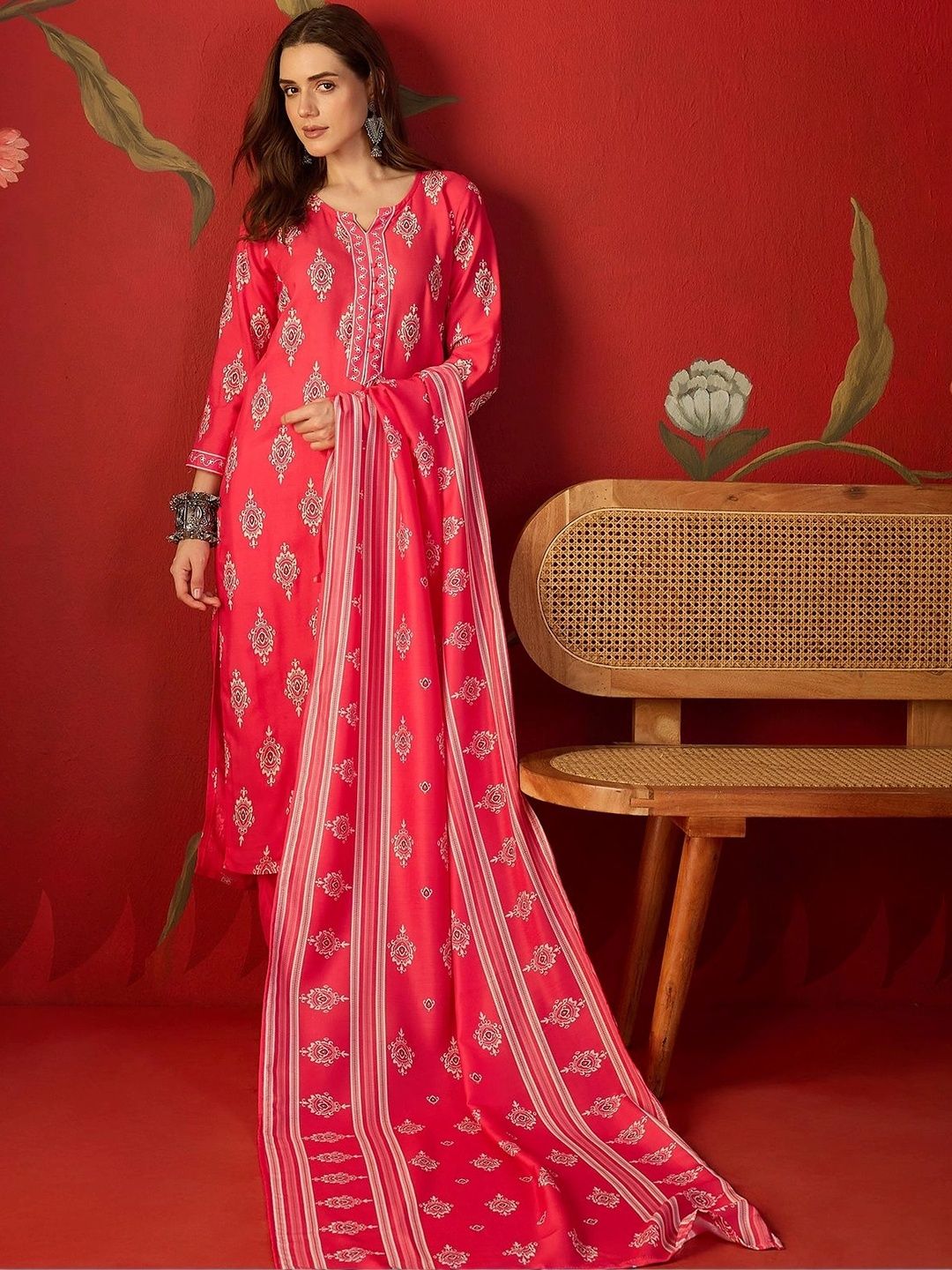 SZN Women Ethnic Motifs Printed Regular Kurta with Trousers & With Dupatta-picture-31