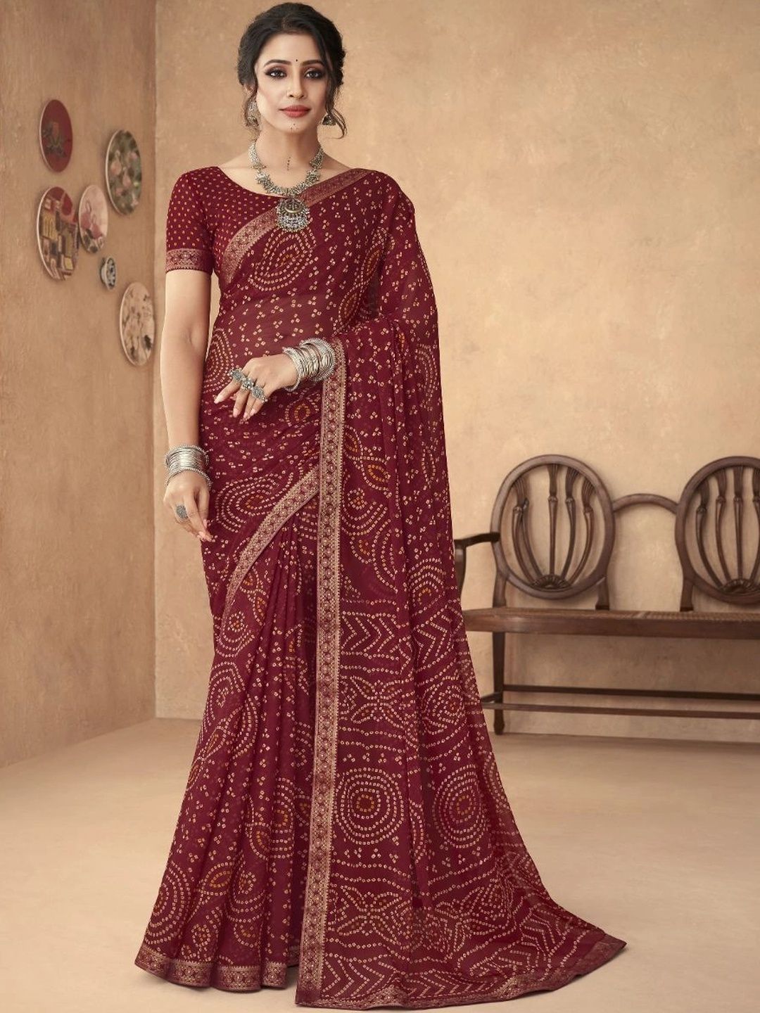 all about you Bandhani Pure Chiffon Bandhani Saree-picture-0