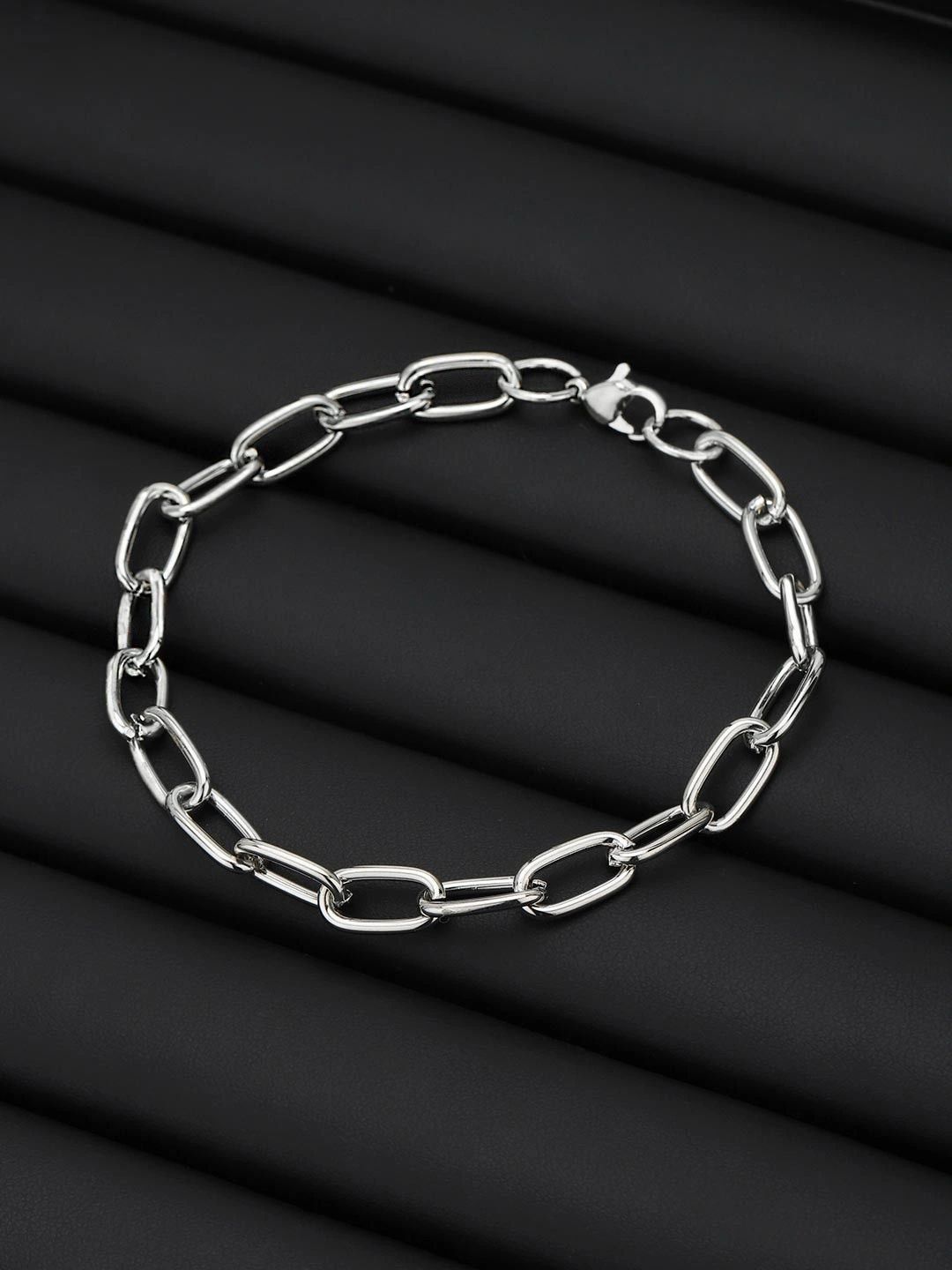 Carlton London Men Silver-Plated Link Bracelet-picture-21