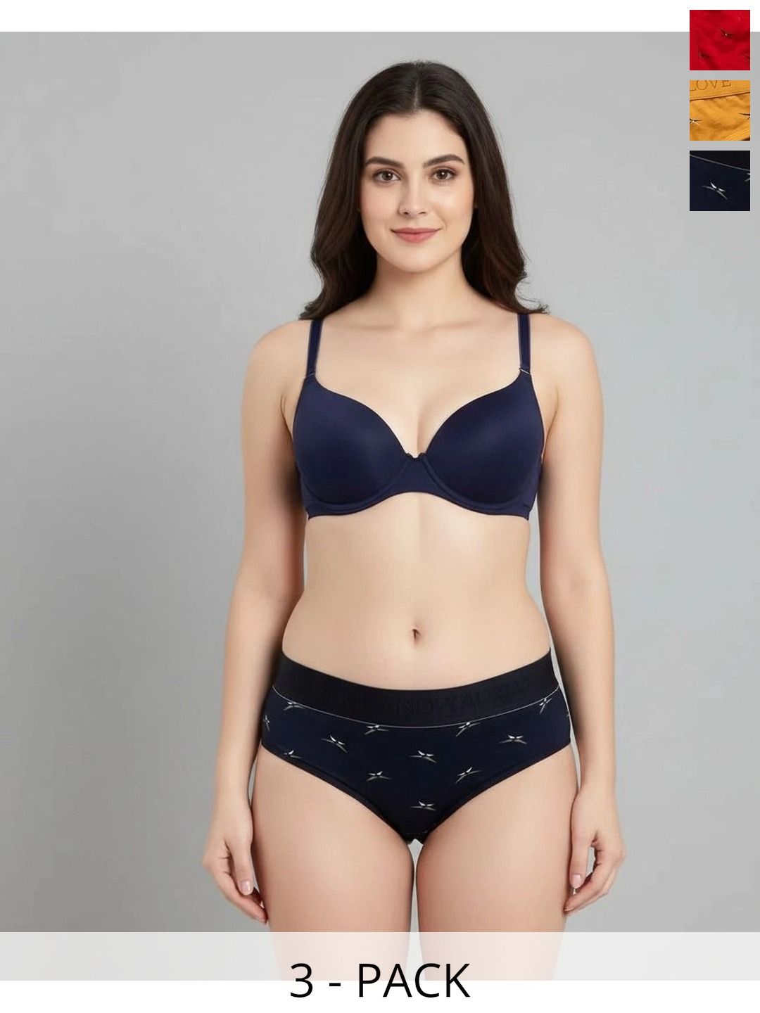 Swenson Women Pack of 3 Printed Seamless Assorted Bikini-picture-51