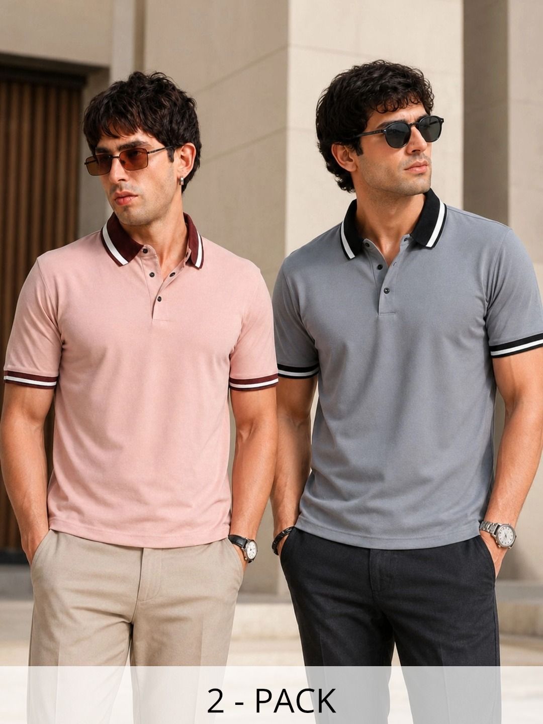 Maniac Men 2 Colourblocked Polo Collar T-shirt-image-45