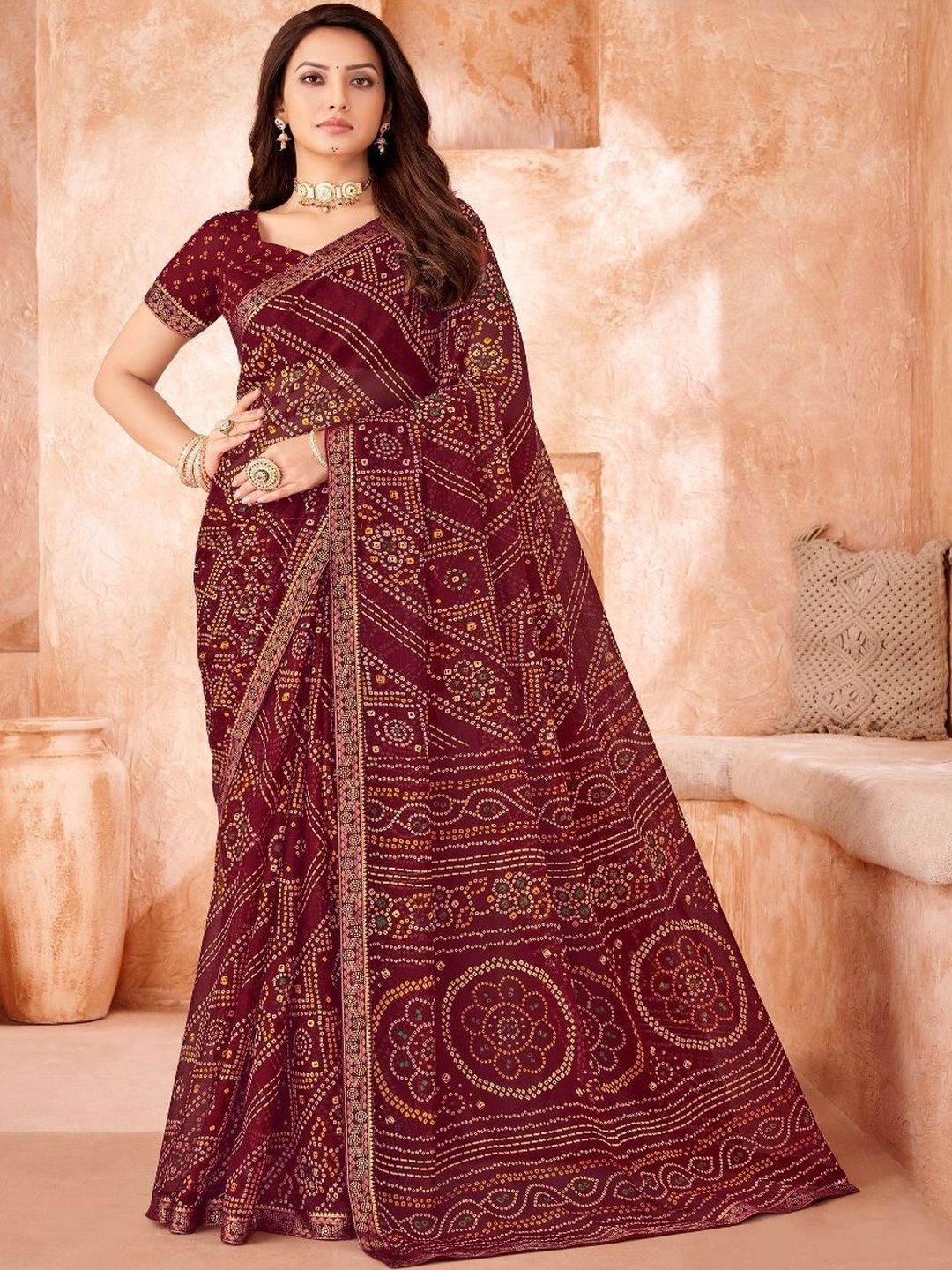 all about you Bandhani Pure Chiffon Bandhani Saree-picture-10