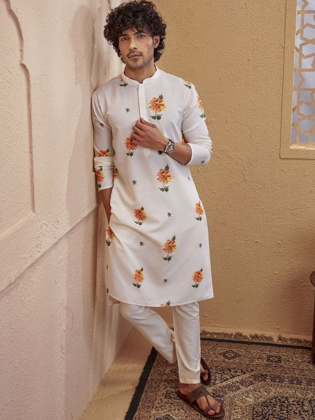 VASTRAMAY Men Floral Printed Regular Kurta with Pyjamas-picture-30