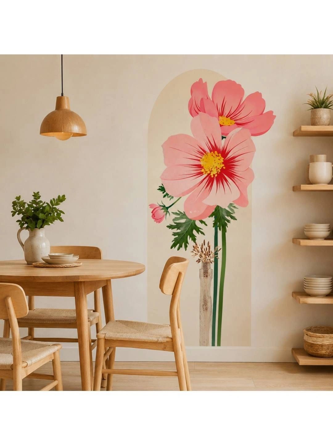 INDIAN ROYALS Green & Pink Printed Self-Adhesive & Durable Wall Sticker-image-38