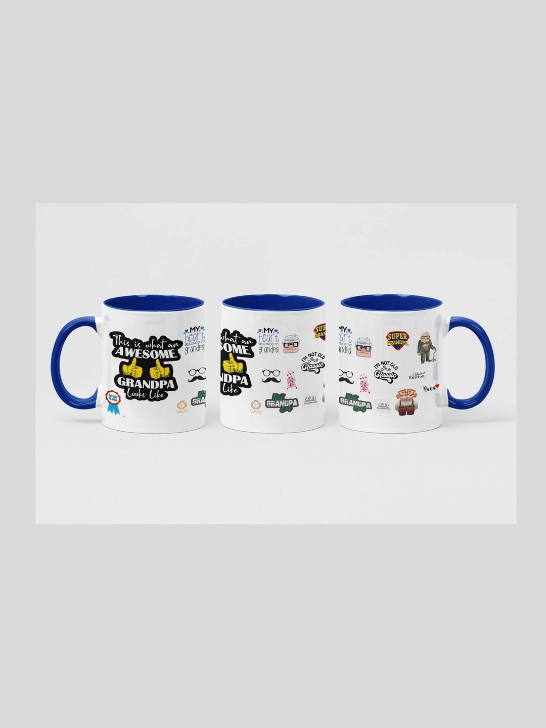 TAJNAN Blue Text or Slogans Printed Ceramic Glossy Mugs Set of Cups and Mugs-picture-25