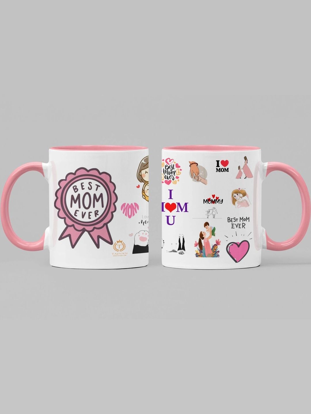 TAJNAN Pink Text or Slogans Printed Ceramic Glossy Mugs Set of Cups and Mugs-image-17