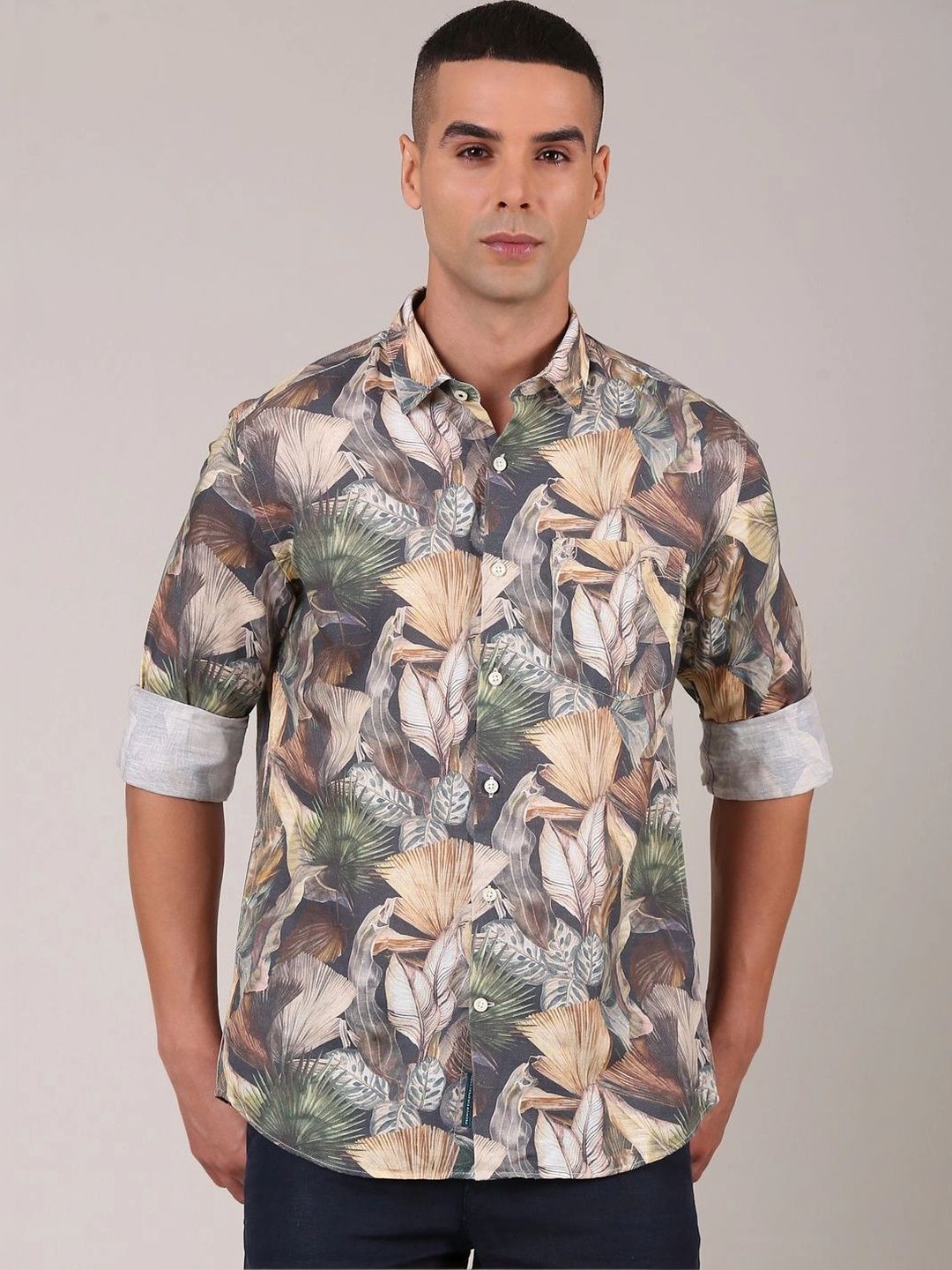 Linen Club Men Contemporary Floral Printed Casual Shirt-picture-28