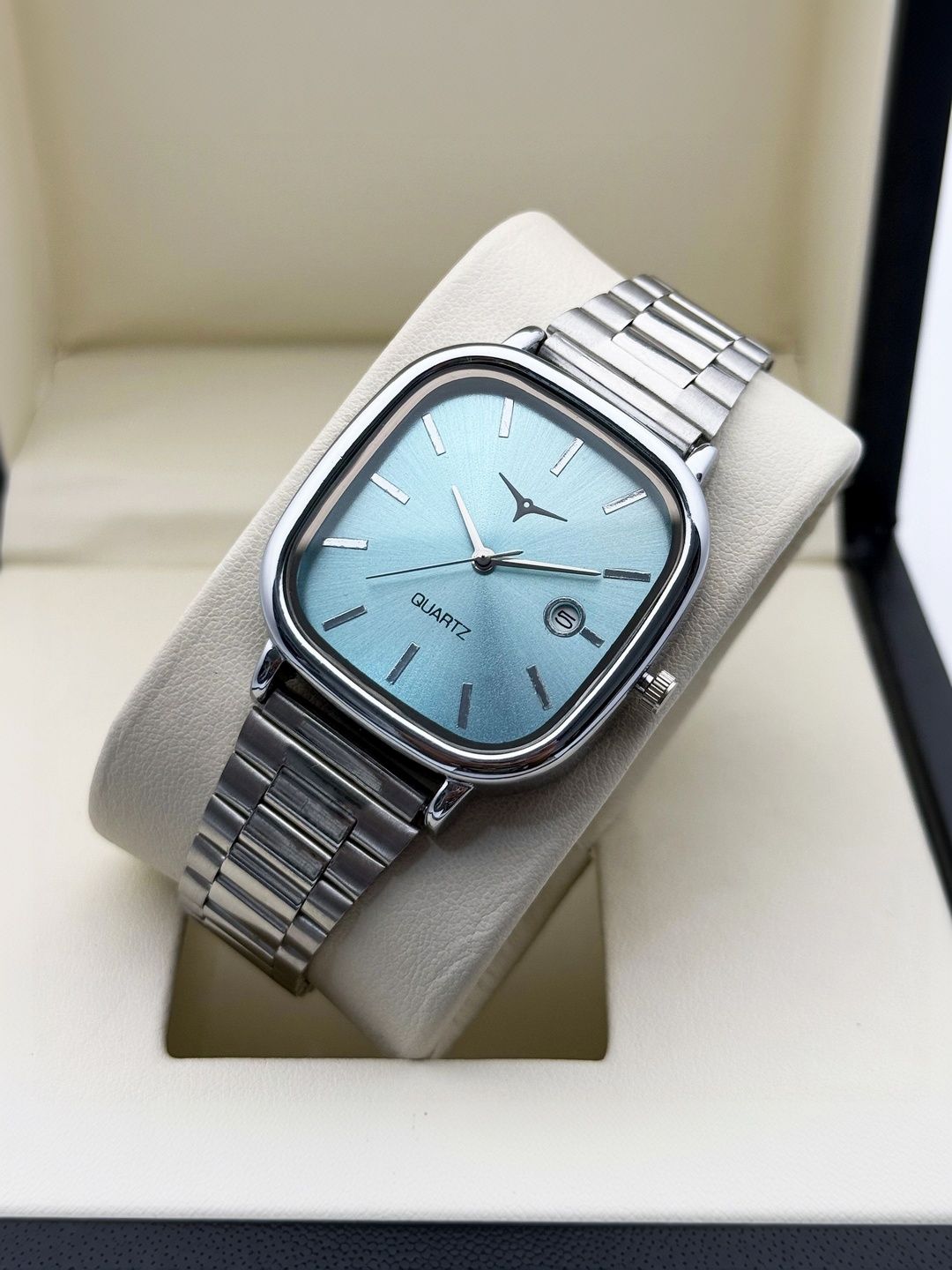 TREX Men Brass Dial & Stainless Steel Bracelet Style Straps Analogue Date Aperture Watch CSO_light blue-picture-27
