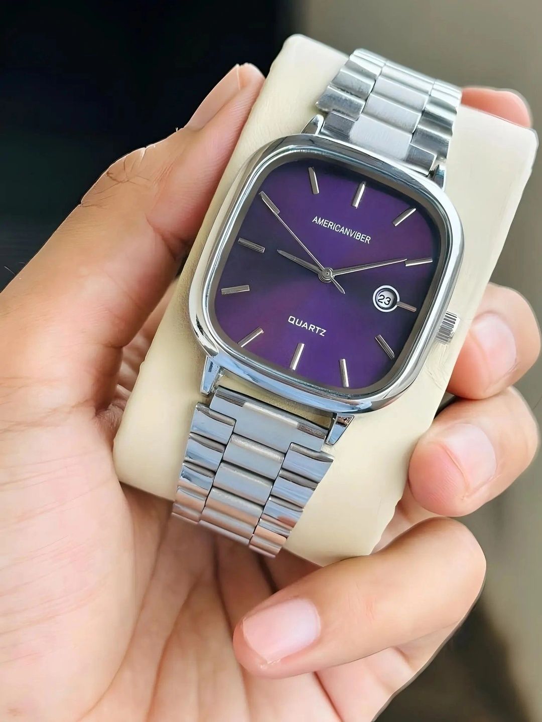 TREX Men Brass Dial & Stainless Steel Bracelet Style Straps Analogue Date Aperture Watch CSO_purple-picture-30
