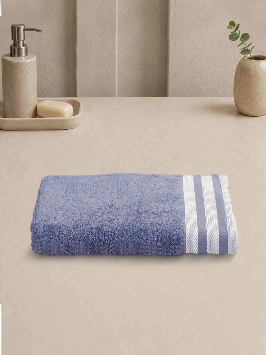 Homeful Style Blue 1 Striped Cotton 553 GSM Bath Towel-picture-50
