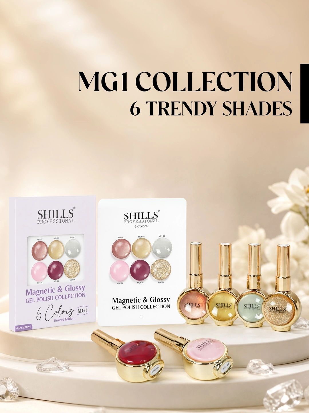 shills professional Set of 6 Magnetic & Glossy Cat Eye Gel Polish Collection - 10 ml -MG01-picture-3
