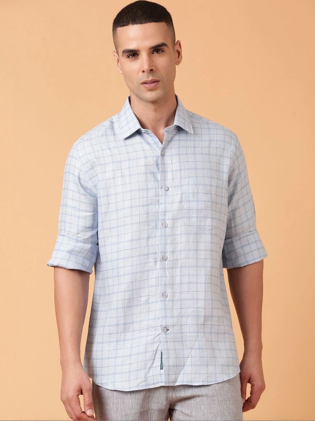 Linen Club Men Contemporary Checked Casual Shirt-picture-14