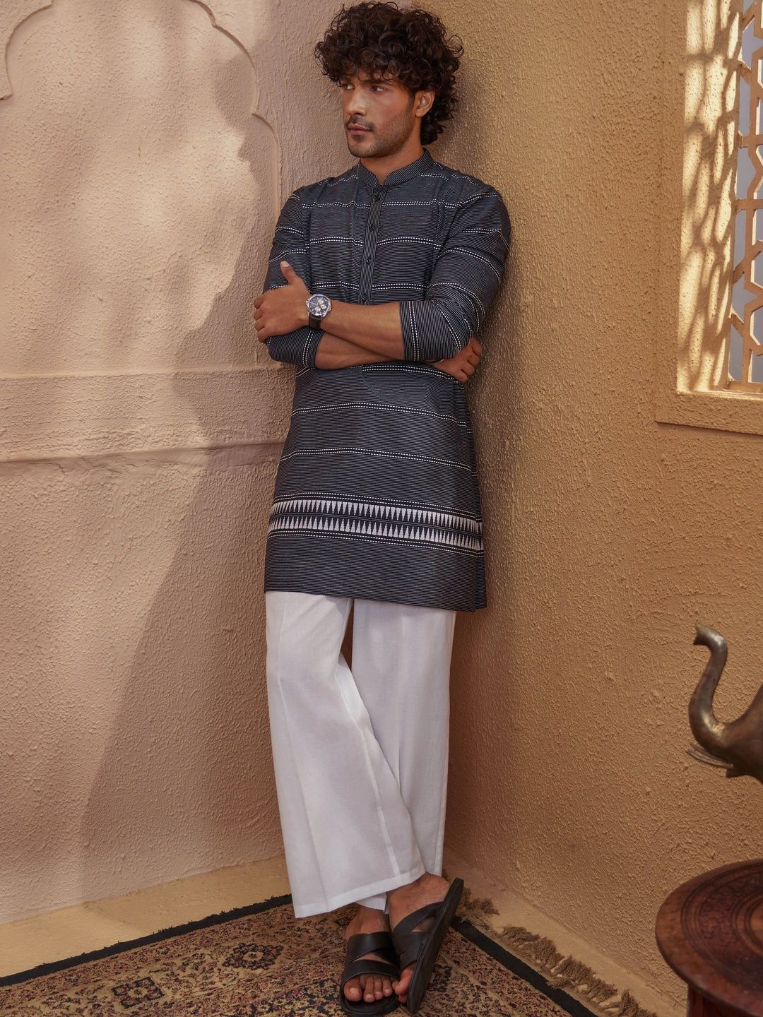 VASTRAMAY Men Printed Regular Pure Cotton Kurta with Pyjamas-picture-21