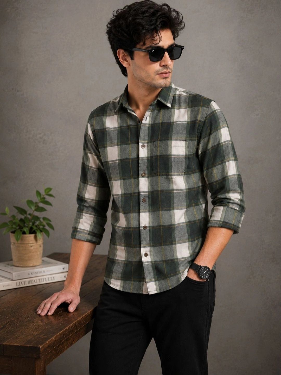 AGNIVAR COLLECTION Men Comfort Checked Casual Shirt-picture-2