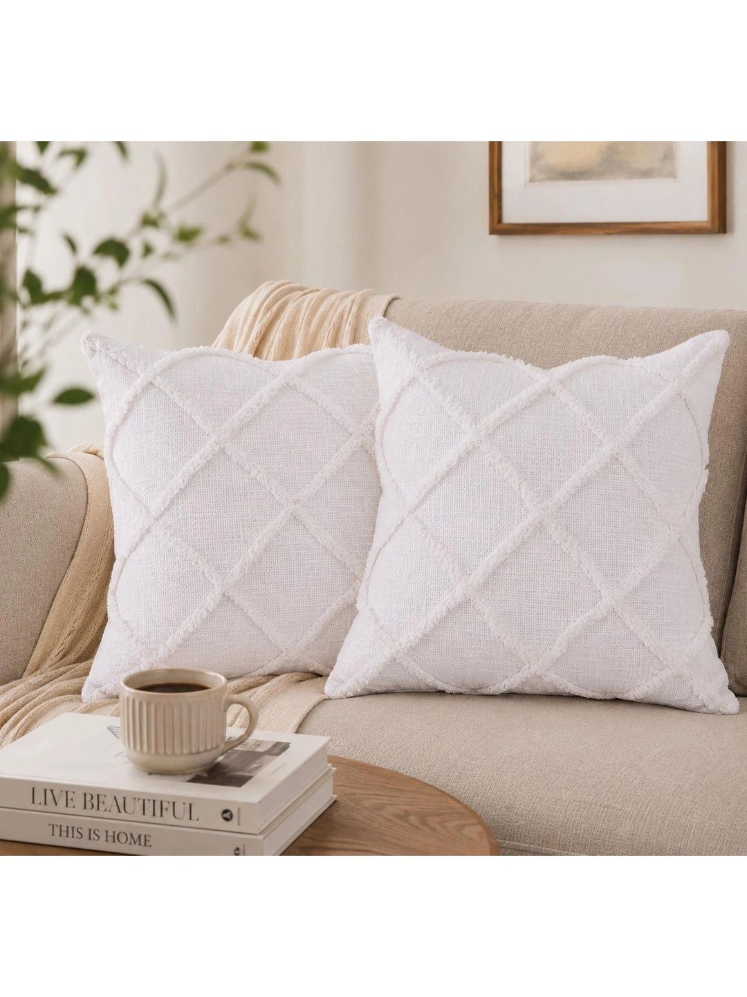 THE S LIVING White Set of 2 Velvet Square Cushion Covers-image-47
