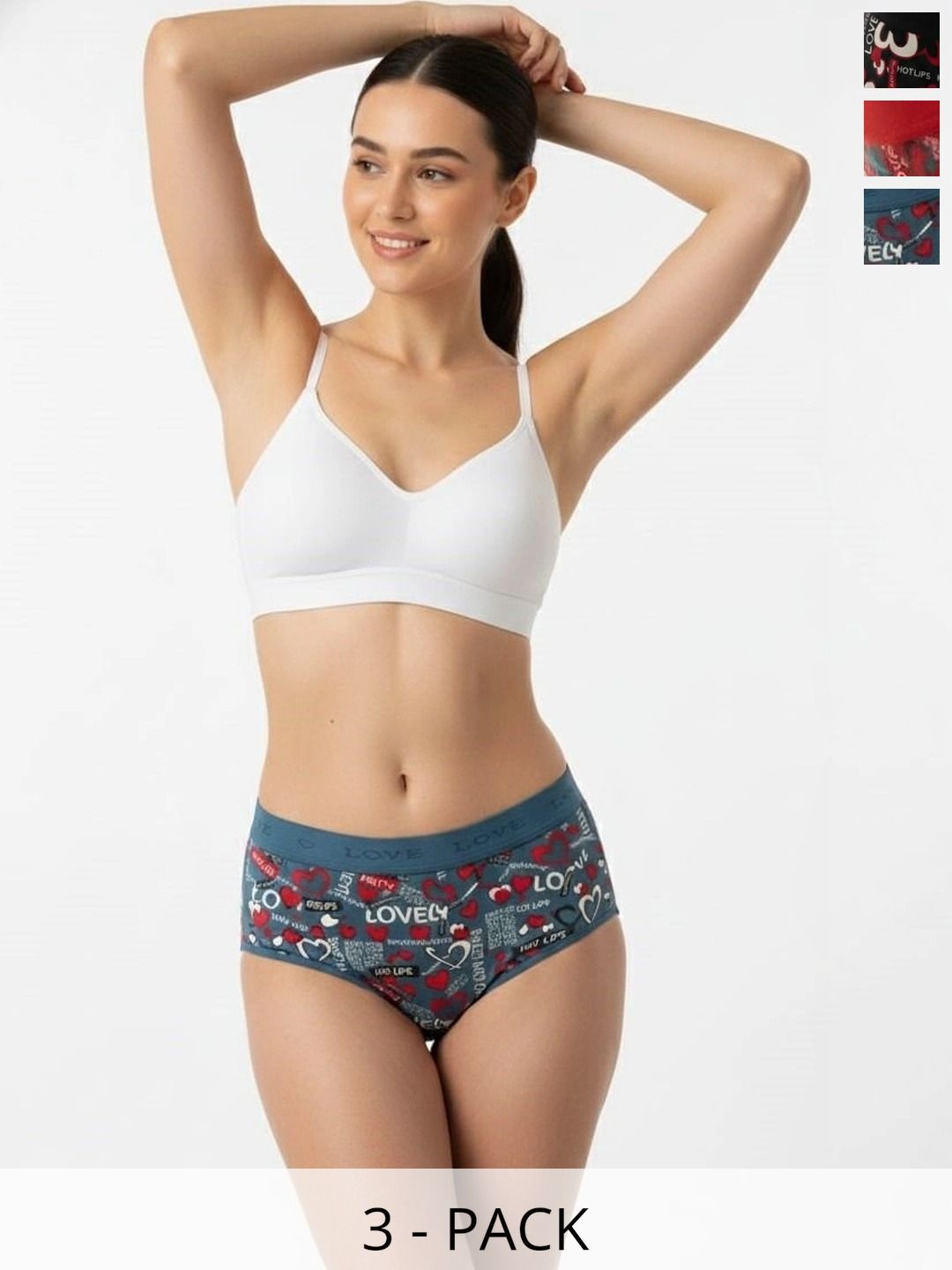 Swenson Women Pack of 3 Printed Seamless Assorted Cotton Basic Briefs-picture-25