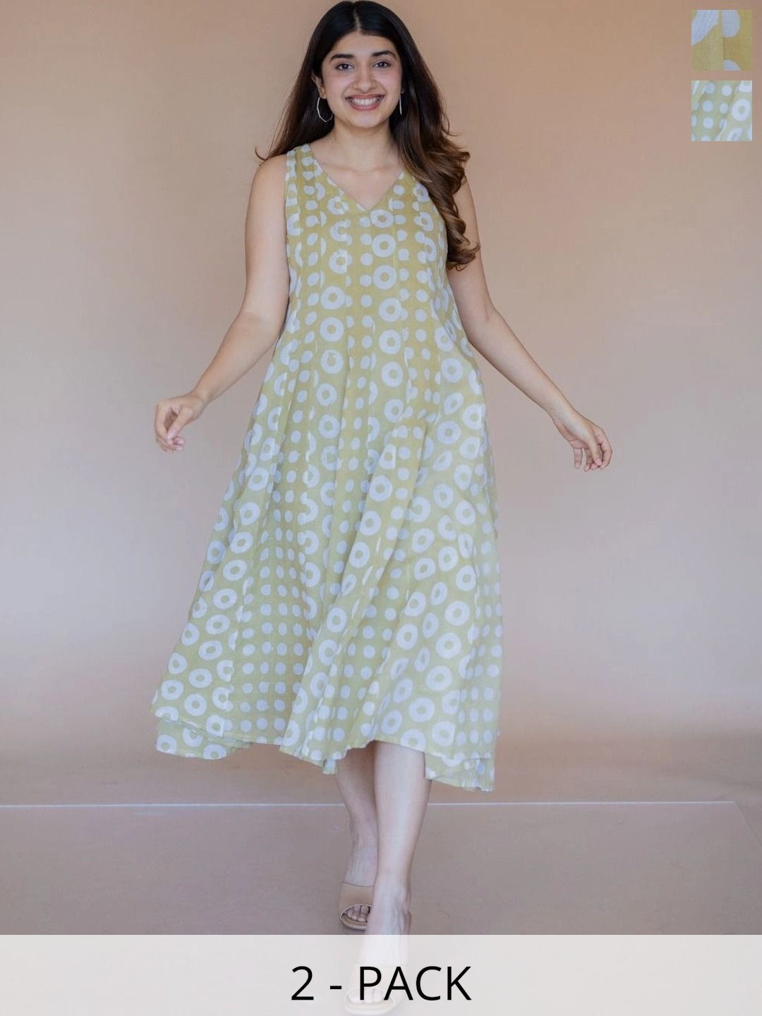 THE INDIAN ETHNIC CO Print A-Line Midi Dress-picture-22