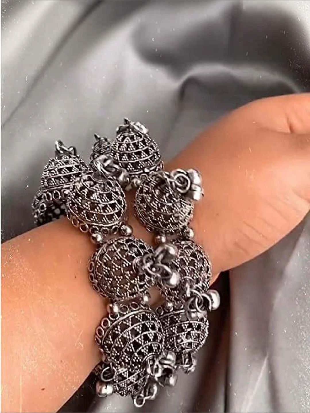 Nityakshi Set of 2 Silver-Plated Oxidised Bangles-image-5