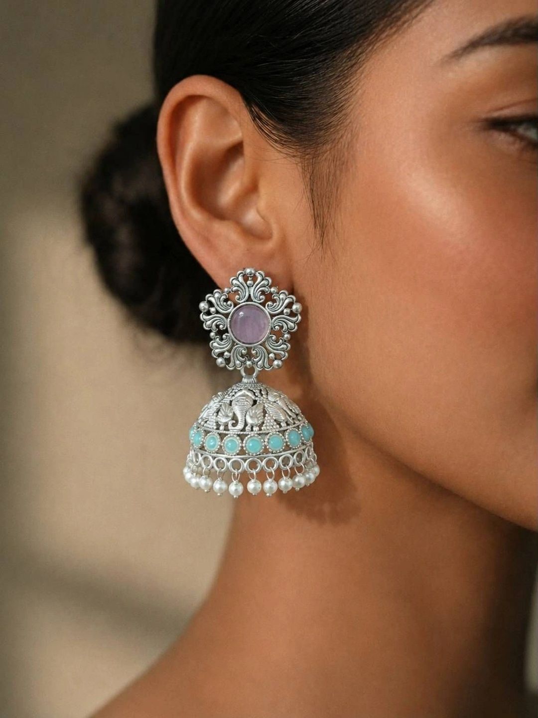 THE GLAM POUCH Circular Jhumkas Earrings-image-42