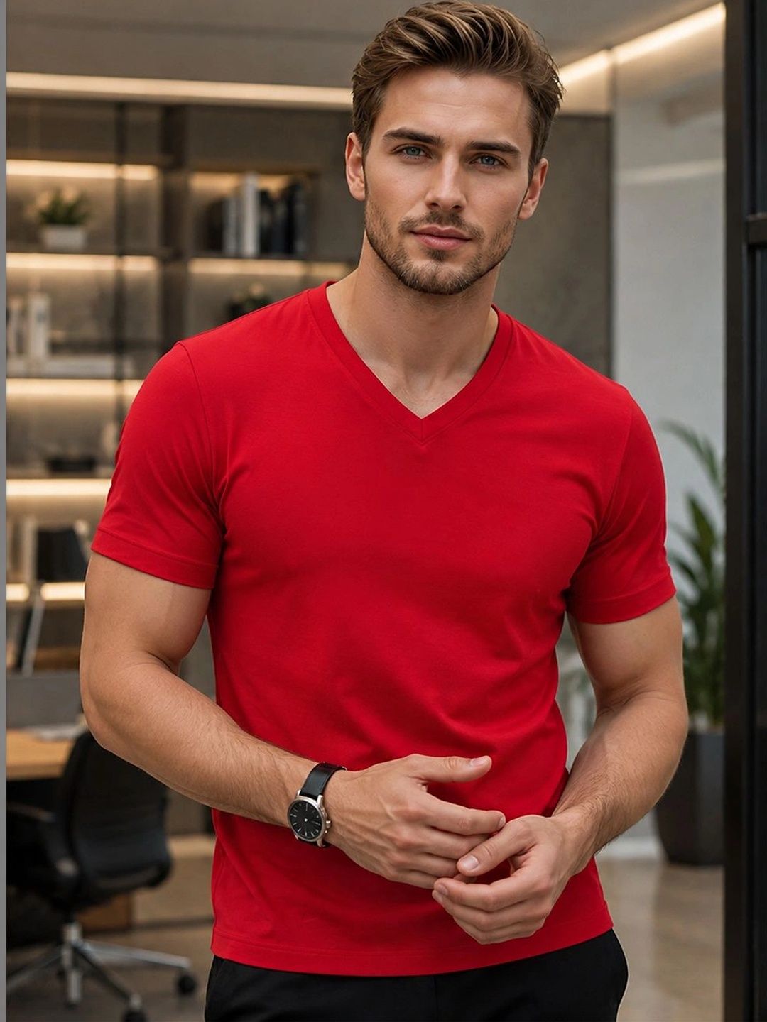 FBAR Men V-Neck T-shirt-picture-45