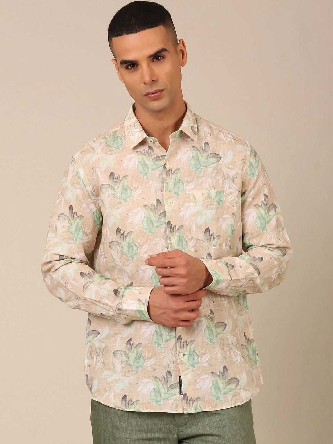 Linen Club Men Contemporary Floral Printed Casual Shirt-picture-29