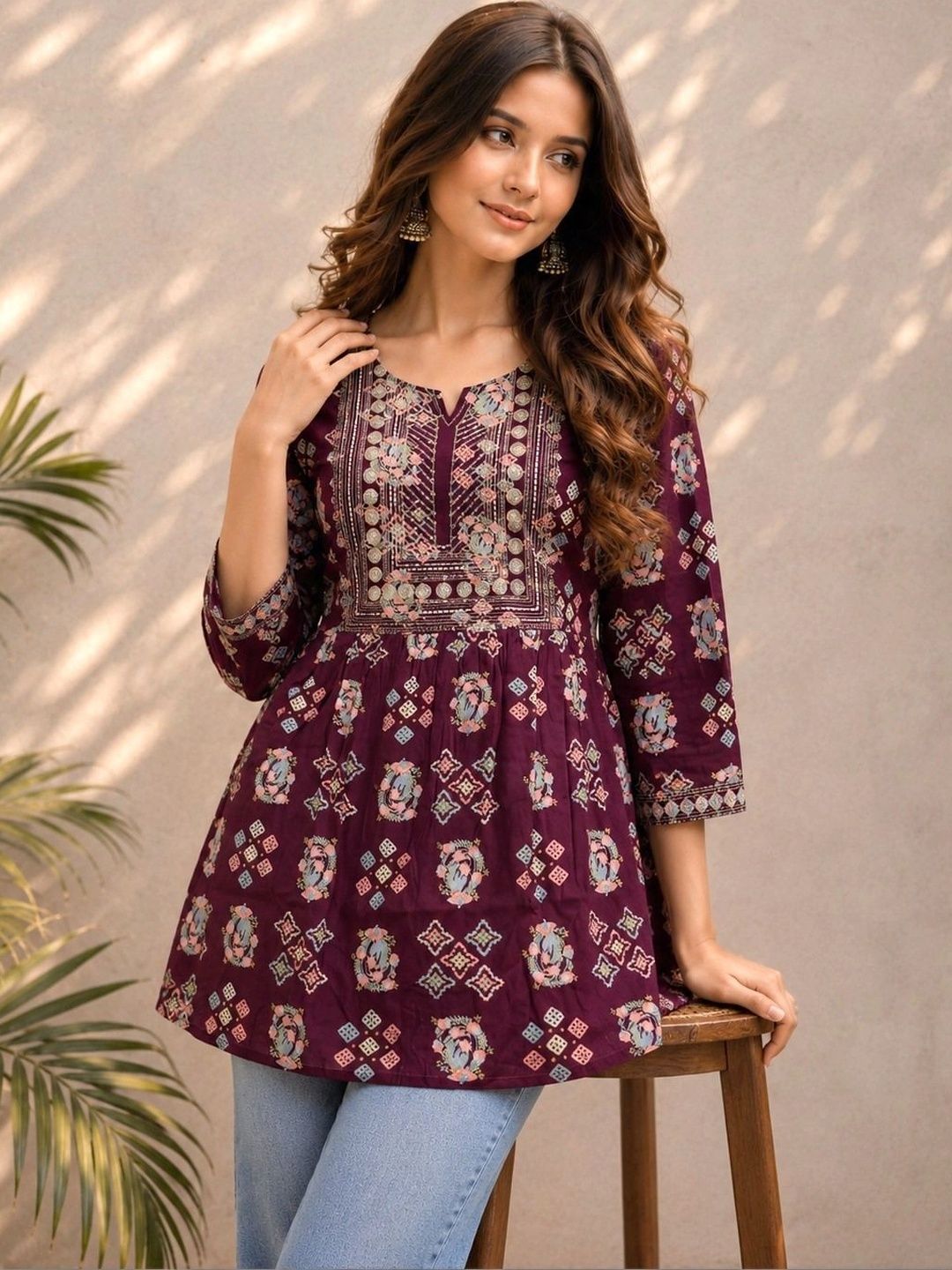 Anouk Women Ethnic Motifs Printed Thread Work Indie Prints Kurta-image-24