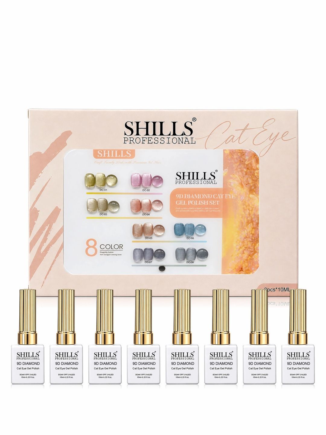 shills professional Set of 8 9D Diamond Cat Eye Gel Polish Set - 10 ml Each-picture-0