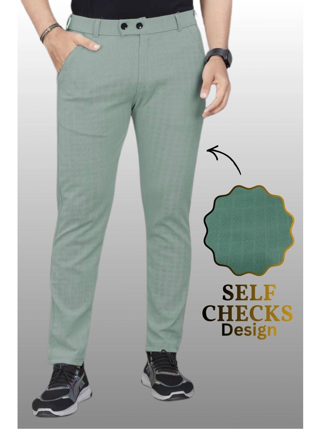 FABAURA Men Checked Slim Fit Easy Wash Trousers-picture-46