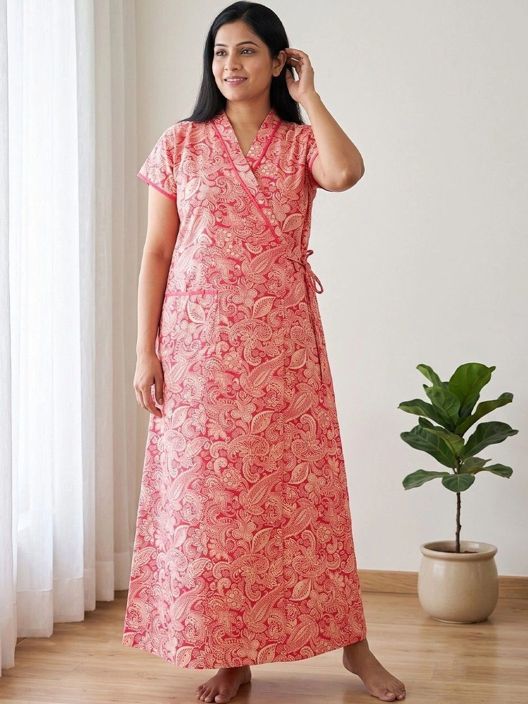 REJEETAA Printed Maxi Nightdress-image-20