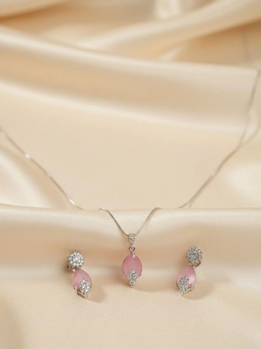 shivay Silver-Plated Stone-Studded Pendant and Earrings-picture-26
