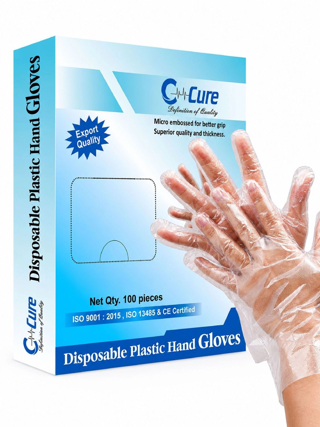 C-Cure Definition of Quality 100-Pcs Transparent Food Grade Disposable Kitchen Gloves-picture-21