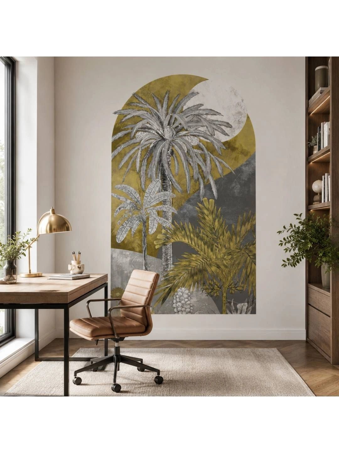 Jaamso Royals Green & Grey Tropical Palm Tree Arch Printed Wall Stickers-picture-25