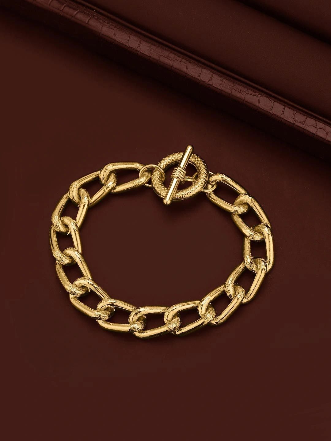 Carlton London Men Gold-Plated Link Bracelet-picture-31