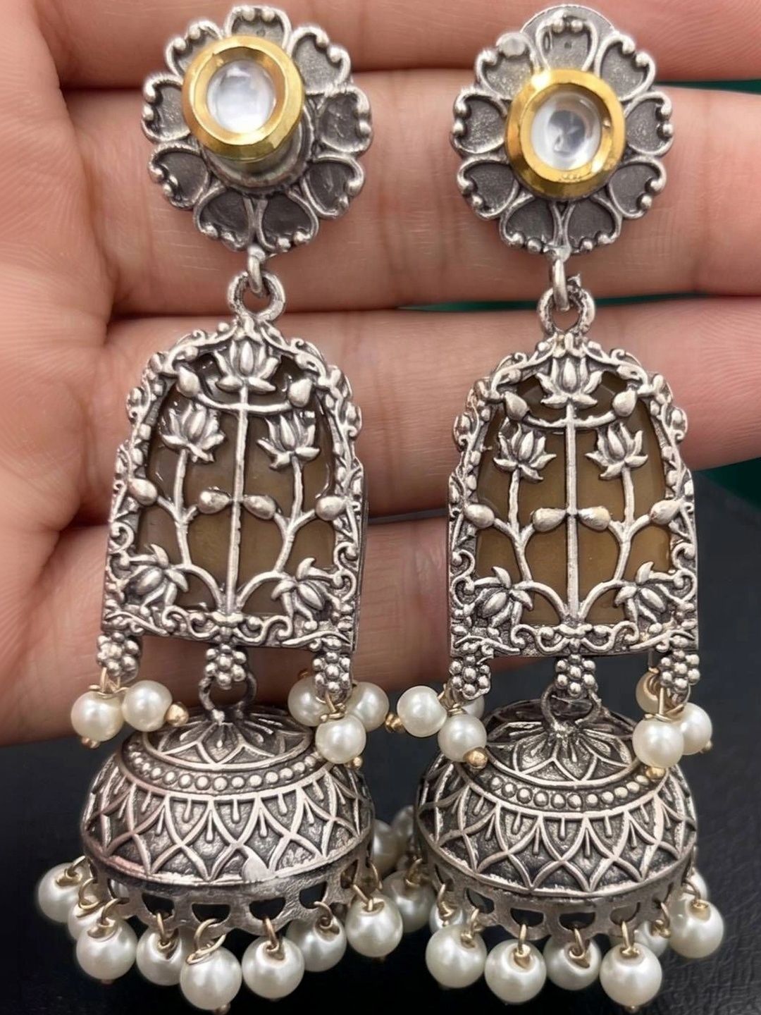 THE GLAM POUCH Floral Jhumkas Earrings-picture-28