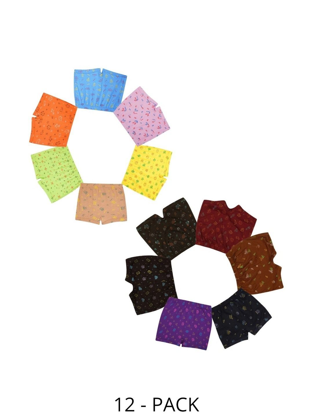 YELLOWDELIGHT Boys Pack of 12 Printed Assorted Cotton Boy Shorts-picture-16