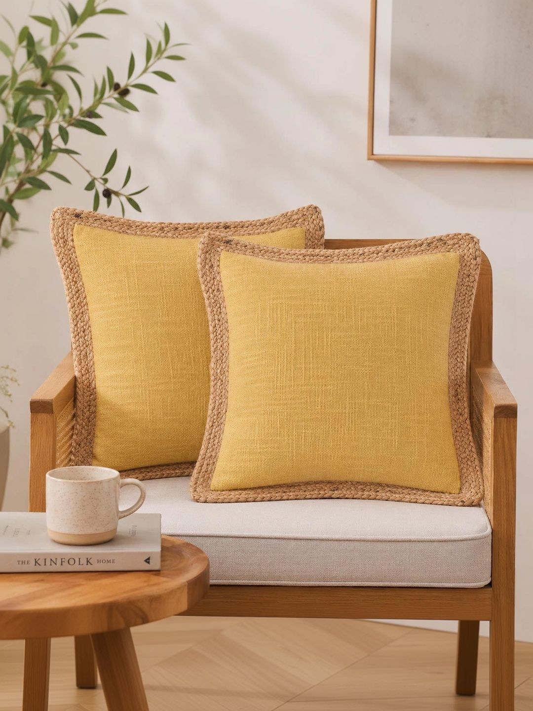 THE S LIVING Gold-Toned Set of 2 Velvet Square Cushion Covers-picture-30