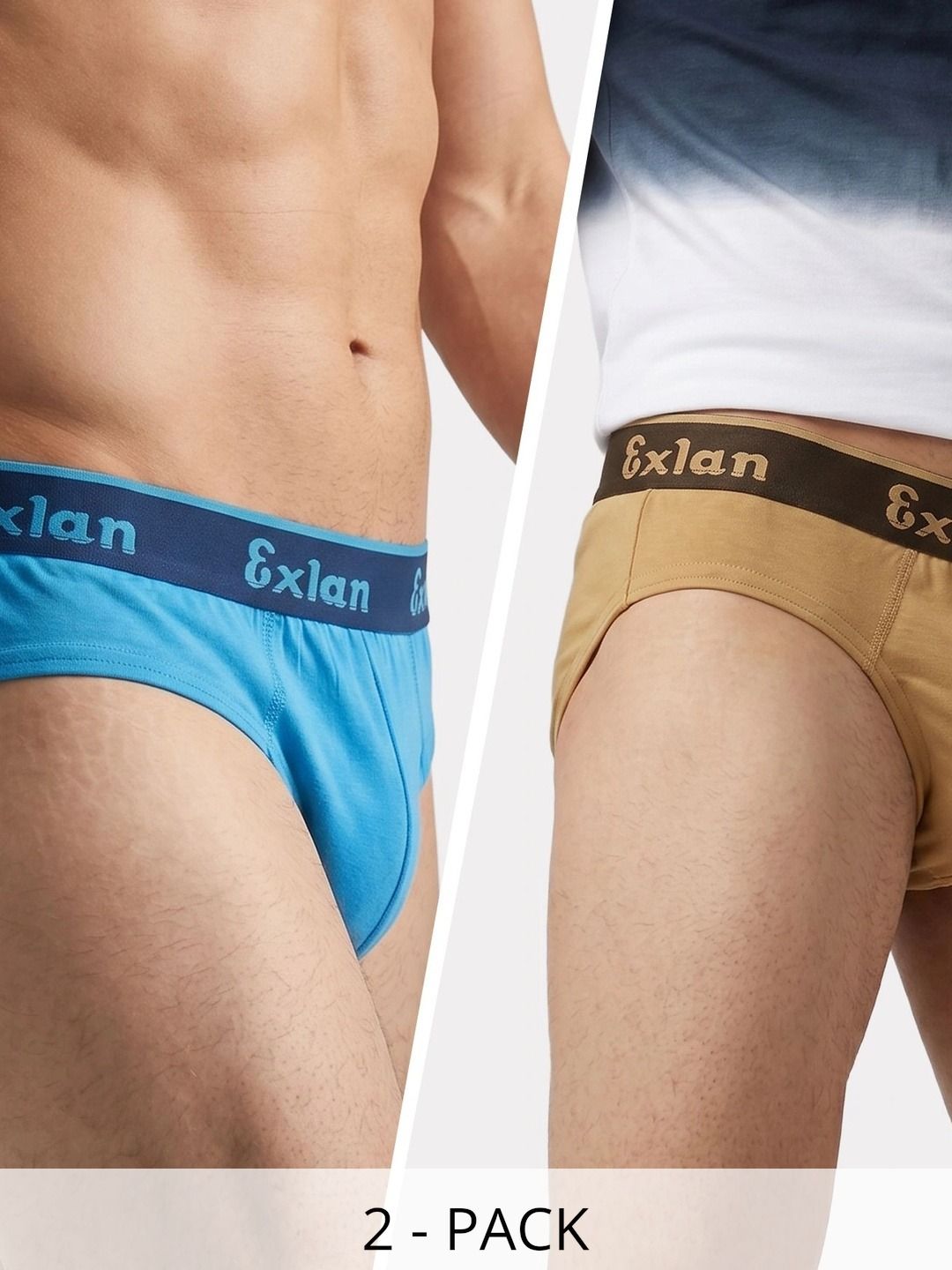Exlan Men Pack of 2 Colourblocked Anti Bacterial Cotton Bikini-picture-54