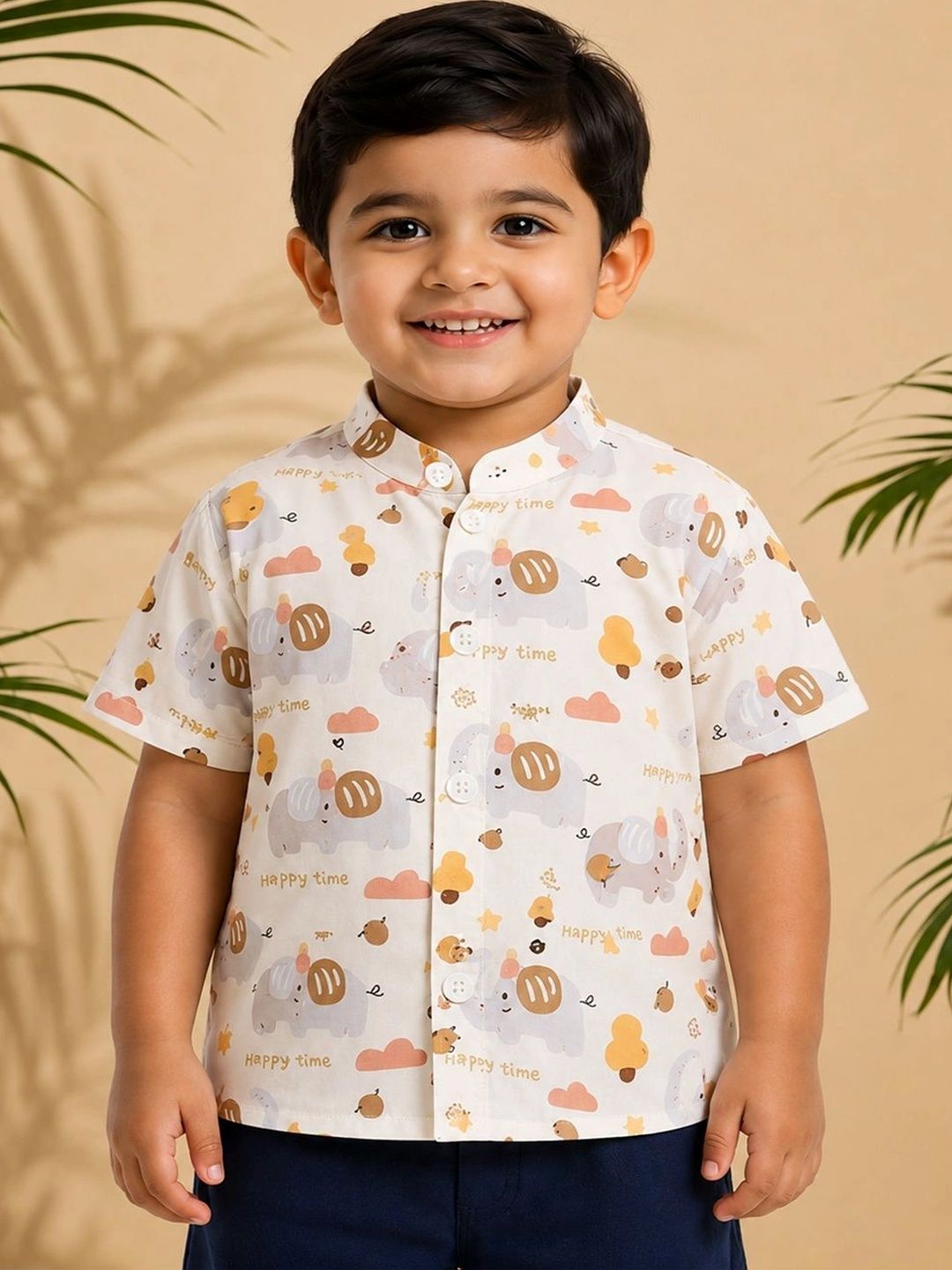 HERE&NOW Unisex Kids Classic Printed Casual Shirt-picture-30