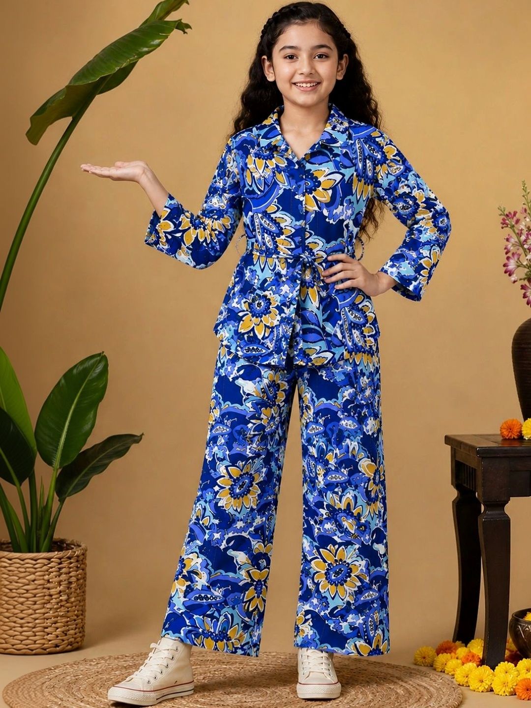 Lazy Shark Girls Printed Shirt with Trousers-picture-27
