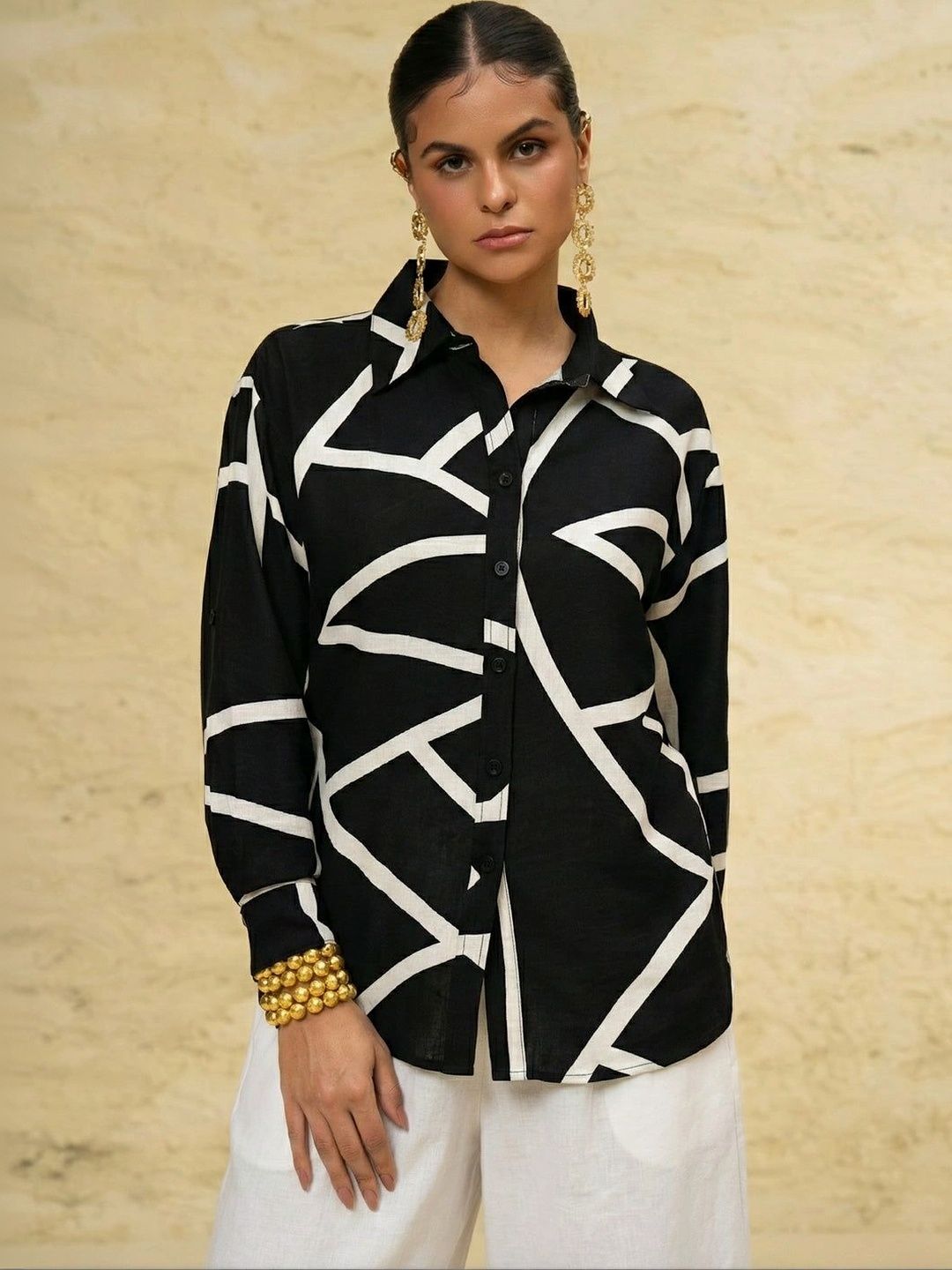 SHECZZAR Print Linen Top-picture-17