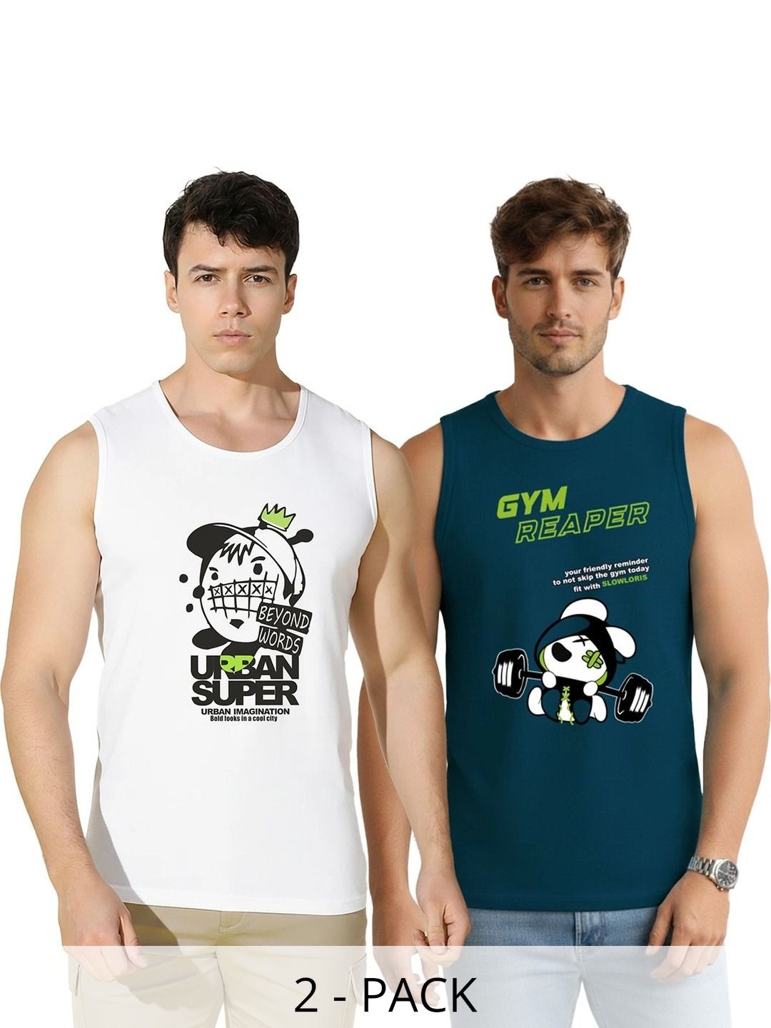 TEEFOX Pack of 2 Printed Cotton Gym Vest-picture-26