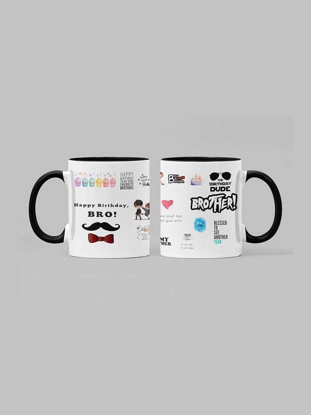 TAJNAN Black Text or Slogans Printed Ceramic Glossy Mugs Set of Cups and Mugs-picture-21