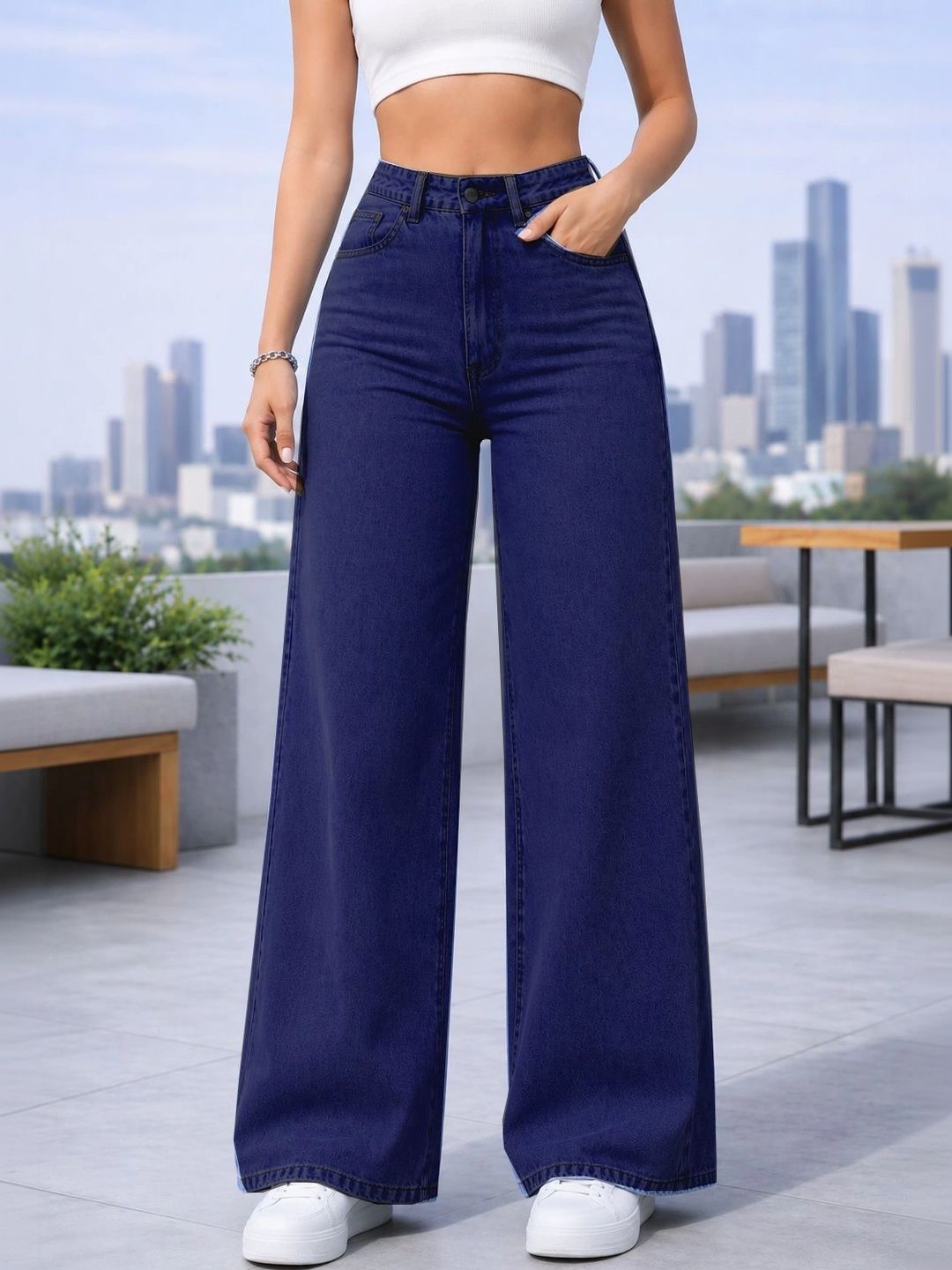 P.X.5 Women Comfort Straight Fit High-Rise Light Fade Stretchable Jeans-picture-15