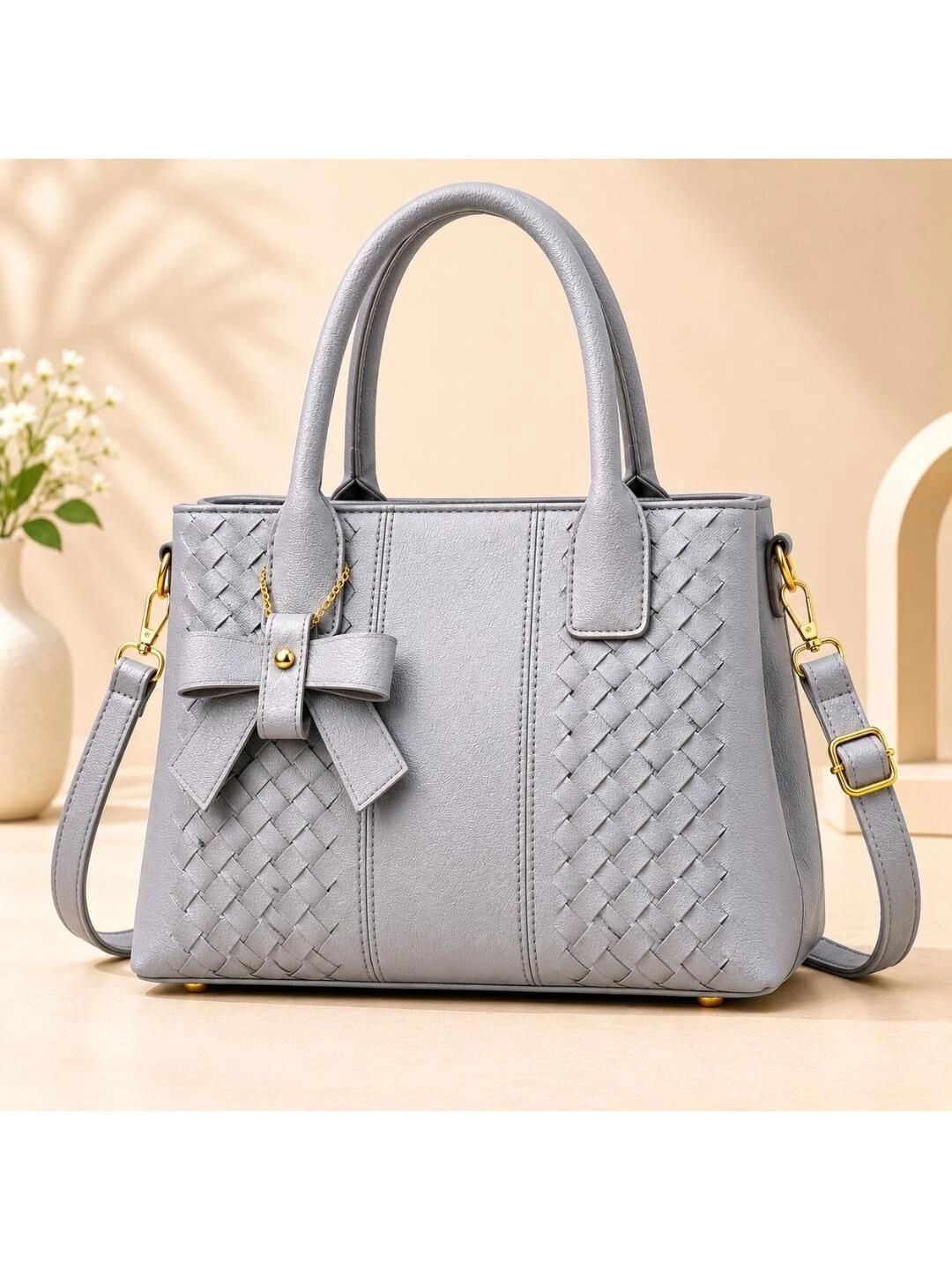 TURBOMAX Textured PU Structured Handheld Bag with Bow Detail-picture-27